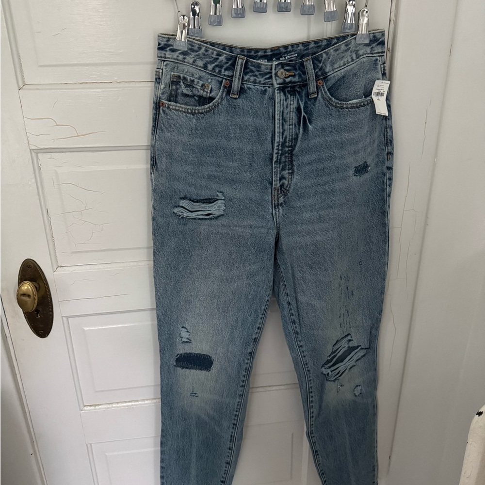 NTW TALL Distressed Patchwork Blue Jeans